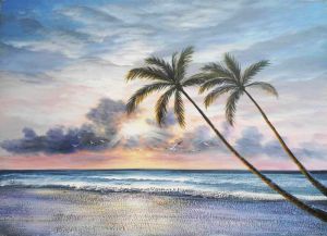 Impressionism Landscape #1530 -Seascape coconut sidelooking